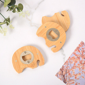Wooden Bottle Opener Bamboo Animal Shape Stainless Steel Magnetic <b>Refrigerator</b> Opener Household Use - Product Image 1
