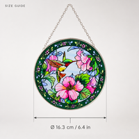 Décoration de fenêtre personnalisée avec motif colibri Art Déco en vitrail, attrape-soleil pour la maison