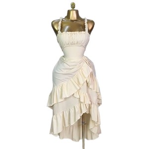 เดรสยาวคอ halter สำหรับผู้หญิง ลายพิมพ์ดิจิทัล แต่งระบาย เอวธรรมชาติ สีพื้น - Product Image 1