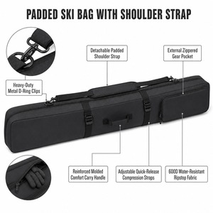 Sac de ski rembourré avec logo personnalisé 175 cm avec bandoulière, poche externe pour équipement, tissu Ripstop 600D, fabrication OEM ODM, vente en gros directe d'usine - Product Image 3