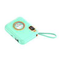 Mini batterie externe portable compacte en plastique avec câble intégré, design dessin animé, grande capacité 10000mAh, charge rapide 10W