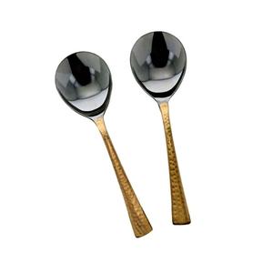 Ensemble de couverts décoratifs en acier inoxydable plaqué or avec un design unique manche en résine blanche ustensile de service pour salade vaisselle - Product Image 3