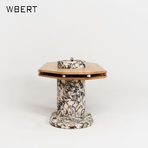 Mesa de comedor de diseño vintage de mármol WBERT, mesa de comedor y silla de madera maciza plana pequeña de estilo francés, escritorio ovalado grueso - Product Image 2