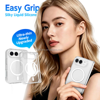 Casing HP iPhone Duo Transparan Magnetik TPU+PC dengan Perlindungan 360 Derajat