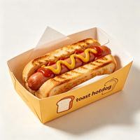 Barquette alimentaire en carton écologique résistant à la graisse, personnalisable, jetable, à ouverture supérieure, pour frites et corn-dogs