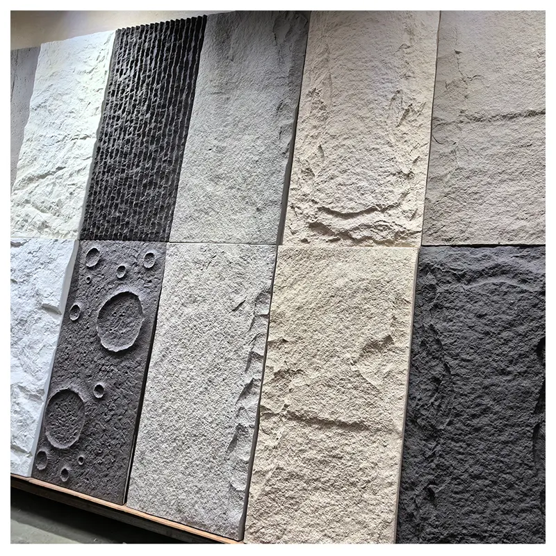 Desain MUMU panel batu PU Interior dinding dekoratif imitasi Panel batu poliuretan 3D papan panel dinding