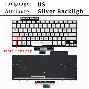 US/RU Russische Tastatur für ASUS ROG Zephyrus G14 GA401 GA401U GA401M GA401I V192461B2 GA401Q <span class=keywords><strong>GA401IV</strong></span> GA401QM mit hintergrundbeleuchtetem Layout - Product Image 3