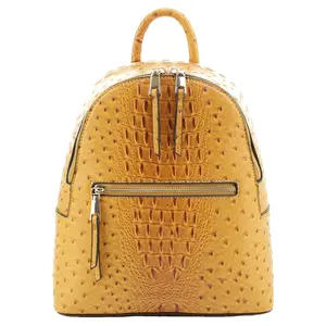 Factory Wholesale Ostrich Crocodile Pattern Ladies Backpack High Quality Backpack for Women Huge Capacity Handbag Customized