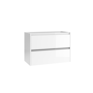 Meuble mural VENTO de haute qualité, blanc brillant / chêne naturel 50 (sans couvercle), installation facile, 2 tiroirs, profondeur réduite - Product Image 1