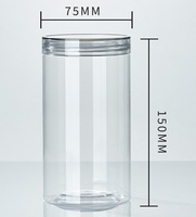 75mm diameter transparante cilindrische plastic pot voor droge snacks en fruit, gemaakt van PET-materiaal, brede opening, 250ml, 360ml, 380ml, 450ml, 600ml