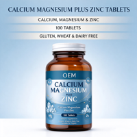 Comprimés de calcium, magnésium et zinc en marque privée OEM, 100 unités, complément alimentaire végétalien