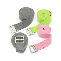 Ejercicio Fitness Estiramiento Yoga Estiramiento Banda elástica con doble anillo de metal ajustable D Hebilla Loop