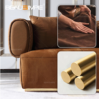 Canapé convertible moderne de luxe italien en cuir, modulaire, pour salon de villa, en velours européen et tissu givré boisé