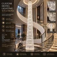 Lustre en cristal vertical sur mesure pour hôtel, cascade de luxe, long cylindre, suspension LED pour hall d'hôtel et escalier