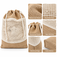 Trousse de Toilette en Coton et Jute avec Cordon de Serrage, Pochette de Voyage Respirante pour la Salle de Sport, la Salle de Bain et les Voyages d'Affaires