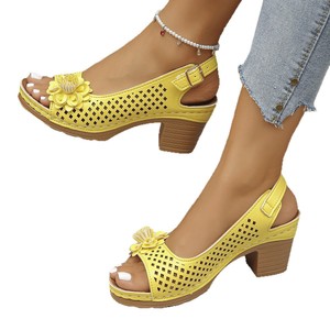 Sandali Donna Estivi 2025 Nuovi con Tacco Alto e Largo, Modello Europeo Americano alla Moda, con Cinturino Spesso e Fibbia, per Esterni - Product Image 6