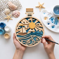 Kit de Bricolage en Bois Thème Océan pour Peinture et Artisanat, Bouteille à Message Faite Main, Décoration, Activité Artistique pour Enfants, Cadeau