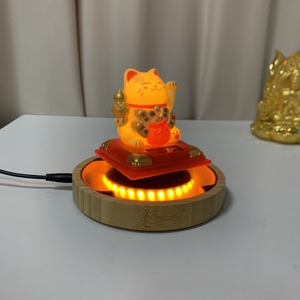 HCNT Magnetic Levitating Golden Fortune Cat Night <b>Light</b> With LED Base Touch Control Home Decor Gift - Product Image 4