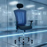 Chaise de bureau exécutive ergonomique moderne en maille, réglable, avec base en acier et accoudoirs ajustables, vente directe usine