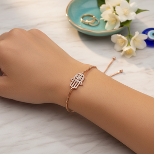 Hamsa Charm CZ Stone <b>Adjustable</b> Tennis 925 Sterling Silver <b>Bracelet</b> Wholesale Handmade Turkish Jewelry - Product Image 3