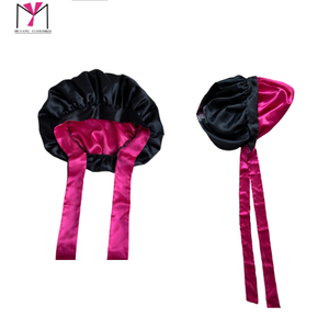 THE HOUSE Satin <b>Bonnet</b> Black with Pink Ribbon Fashion Headwear for Women 54-56CM Home Use Four Seasons - Product Image 5