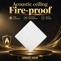 Plaques de plafond acoustiques modernes carrées en fibres minérales, résistantes à l'humidité, ignifuges et insonorisées pour immeubles de bureaux