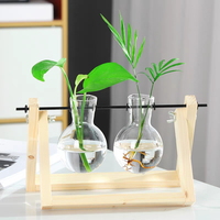 Plantes hydroponiques créatives cadre en bois transparent Vase bureau petit conteneur frais salon maison décor moderne