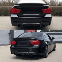 Diffuseur de pare-chocs arrière style MP, lèvre de pare-chocs noir brillant aspect fibre de carbone, séparateur arrière pour BMW Série 3 E90 E92 E93 2005-2013