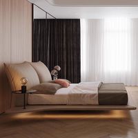 Italienisches Minimalistisches Modernes Luxus-Kreativdesign Schwebendes Bett Blütenblatt-Hauptbett Weiches Polster Mädchen Rosa Doppelbett