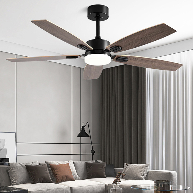 Vintage Indoor Ceiling Fan with Wooden Blades LED Light and Remote Control Decorative 52 Inch Fan for Home and Hotel Use