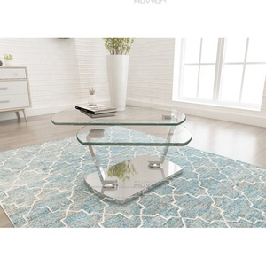 الحركة أسود النيكل الصلب مطلي بالكروم قدم السيراميك قاعدة طاولة القهوة مع الزجاج دوران أعلى - Product Image 2