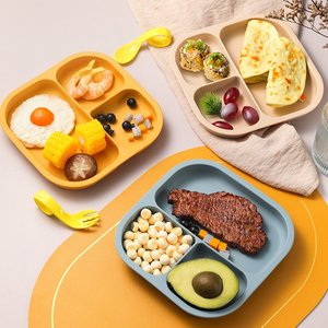 Vente en gros <span class=keywords><strong>de</strong></span> contenants <span class=keywords><strong>de</strong></span> rangement carrés en silicone mignons à 3 compartiments, sûrs et réutilisables, assiette à dîner <span class=keywords><strong>pour</strong></span> enfants <span class=keywords><strong>pour</strong></span> l'utilisation alimentaire dans la cuisine - Product Image 6