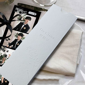 Di lusso in cotone bianco lungo verticale con foto di stoccaggio busta di imballaggio con logo in rilievo - Product Image 3