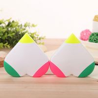 Marcadores Fluorescentes de Plástico 3 en 1 con Logotipo Personalizado, Formas Triangulares/de Corazón/Redondas, 3 Colores, para Oficina/Escuela, Empaque Suelto