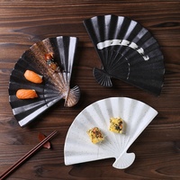 ESTICK Plat de service à sushi en céramique de style japonais, plat en porcelaine en forme d'éventail, passe au micro-ondes, plat de service alimentaire pour la maison