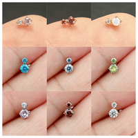 Bijoux de piercing corporel en titane ASTM F136 G23 avec zircone cubique ronde et opale gelée pour cartilage, oreille, nez, lèvre - Vente en gros OEM ODM