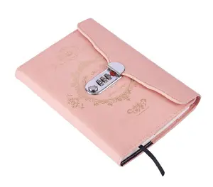 2020 NEW arrival luxury pu leather making customized unique code lock diary