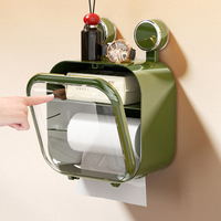 Boîte de rangement murale pour papier hygiénique avec ventouse Étagère supérieure sans poinçon Bacs de rangement pour l'organisation du papier toilette PP + PET