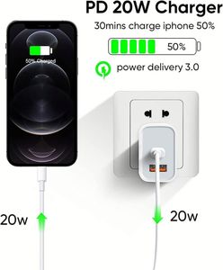20W USB C Wall Charger Block Dual Port PD <b>Power</b> <b>Adapter</b> Fast Charging Block for Mobile Phones - Product Image 4
