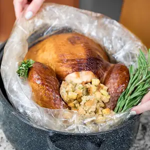 Food Grade Packaging Bag For Thanksgiving LOGO Print Nylon Or PET Seafood Boiled Bag Roasting Turkey Oven Bags