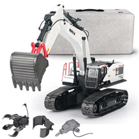 Huina 1594 1:14 2.4G 22CH Vehículo de Ingeniería de Simulación, Excavadora de Metal de Aleación RC, Juguete de Control Remoto para Niños