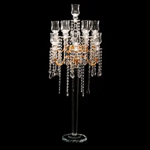 MH-ZT323 13 arms gold flowers stands decoration crystal candelabra centerpieces for wedding supplies