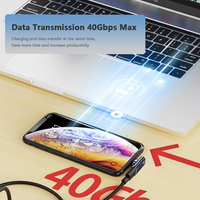 Adaptateur 100W PD mâle à femelle type c magnétique plus fort en forme de L Connecteur de transfert audio HD 8K de données à vitesse supérieure 40Gbps