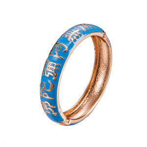 กำไลข้อมือเปิดแบบคลาสสิกสำหรับผู้หญิง CICILY Enamel Dripping Oil <span class=keywords><strong>Namo</strong></span> Amitabha ชุบทอง 18K ทำจากโลหะผสม ของที่ระลึกสำหรับการเดินทาง ของขวัญ เครื่องประดับ - Product Image 3