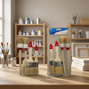 4Pc Double Bubble Paint Brushes 1 1.5 Round 4 8 Wood Handle with Plastic Ferrule Set for Painting - Product Image 3