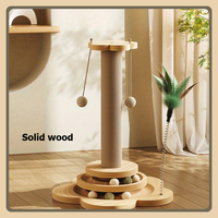 4 In1 Jouets pour chats en bois avec grattoirs à corde Durable Cat Teaser Indoor Turntable Interactive Cat Toys for Indoor