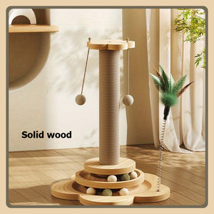 4 In1 in legno gatto giocattoli con raschietti di corda sostenibile per gatti Teaser per interni giocattolo interattivo per gatti - Product Image 6