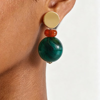 Boucles d'oreilles pendantes vintage colorées en résine pour femmes, géométriques, perlées, style statement, bijoux de mode, vente en gros