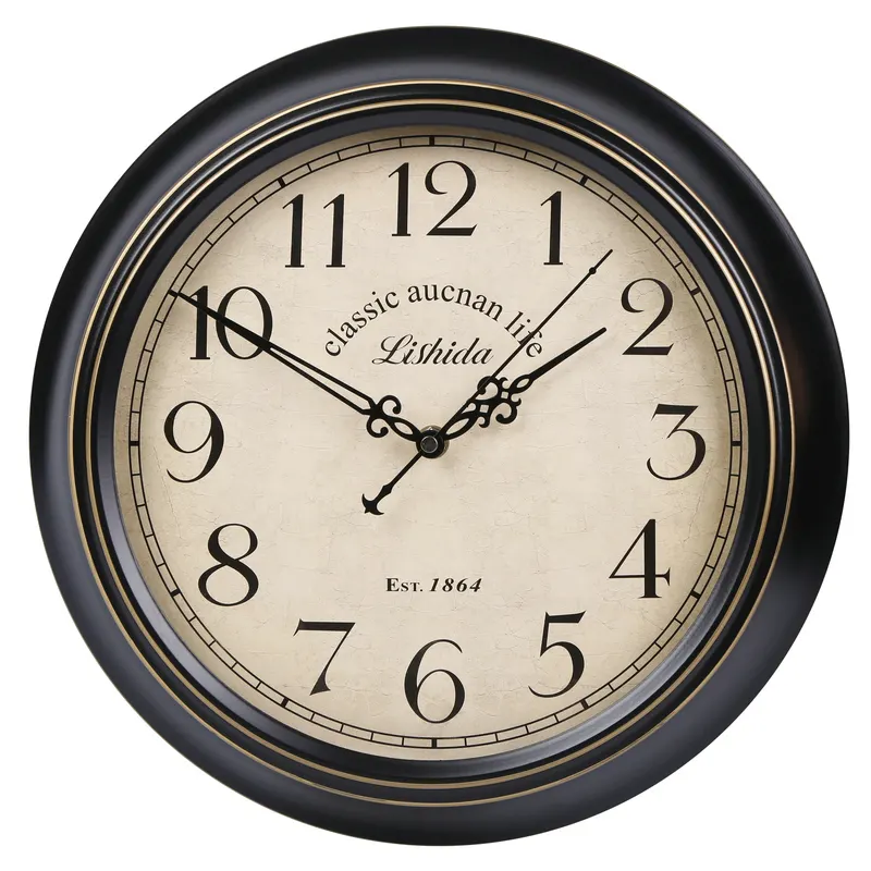 American Country Vintage Round Metal Custom Home Clock soggiorno decorazione della parete silenzioso antico ferro arte orologio da parete digitale