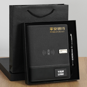 A5 <span class=keywords><strong>PU</strong></span> Bìa Máy Tính Xách Tay Ngân Hàng Điện Với Khóa Từ Tính Sạc Không Dây Máy Tính Xách Tay Với 3 Cáp USB Cho Điện Thoại Di Động - Product Image 6